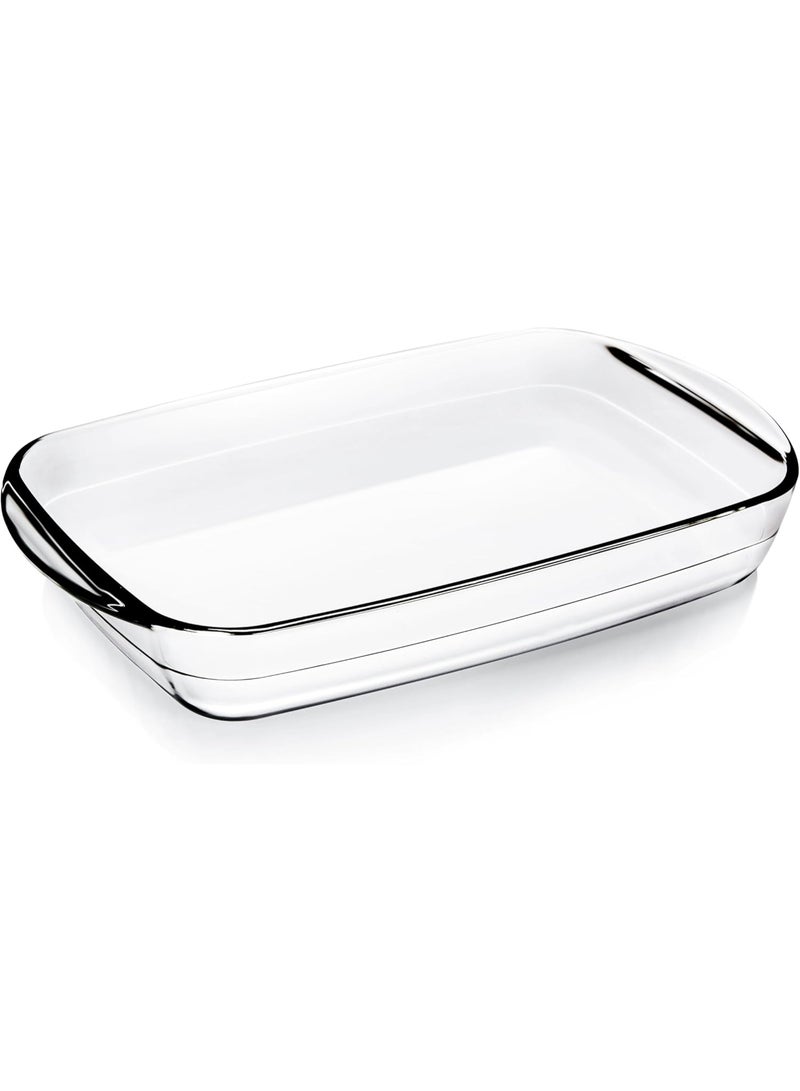 أوركيد صينية خبز مستطيلة من زجاج البوروسيليكات سعة 2 لتر من أوركيد نيوفلام، طبق فرن وأداة خبز آمنة للاستخدام في الميكروويف لتحضير اللازانيا، طبق تحميص زجاجي، أواني طهي الكاسرول، طبق خبز وصينية تقديم. - Image 1